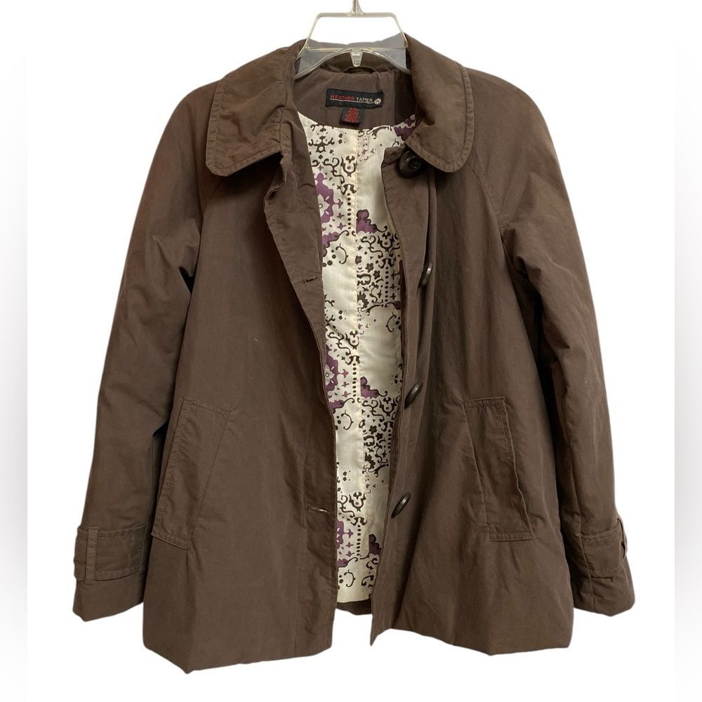 Weather Tamer Women's Quilted Jacket Size S Brown Lined Collared Retro